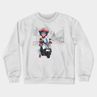 Girl on a scooter in Paris Crewneck Sweatshirt